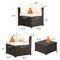 6 Pieces Patio Rattan Furniture Set Sectional Cushioned Sofa Deck
